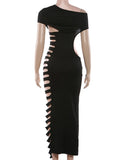 Sexy Hollow Maxi Summer Dress Women Black White Night Club Birthday Dress For Woman Long Bodycon Party Evening Dresses Vestidos