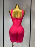Women Sexy Backless Pink Bodycon Mini Bandage Dresses Elegant Evening Party Luxury Birthday Nightclub Cocktail Prom Gown