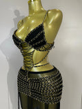 Women Black Halter Sequins Tassel Hollow Out Transparency Long Maxi Dress Eveing Celebrate Birthday Party Sexy Nightclub Outfit