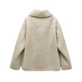 High Quality Winter Women Vintage Long Sleeve Warm Faux Fleece Jacket Coat Female Casual Solid Pocket Outwear Tops