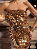 Sexy Sequin Mini Dress Metallic Shiny Glitter Party Dress Women Clothes Sparkling Evening Gown for Parties and Night Out