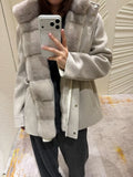 Women Solid Color Fringed Jacket 2-piece Set Chic Drawstring Pocket Zipper Coat Sleeveless Vest Sets Autumn Street Daily Wear