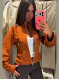 Women Retro Cropped Zip Jacket Ladies Stand Collar Long Sleeve Fitted Waist Pocket Design Short Coat Casual Daily Outerwear New