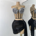 High Quality Women's Outfit Stage Performance Singer Dancer Costume Sexy Crop Top Skirt Two Pieces Sets Luxury Diamonds Dress