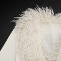 Women 2026 Fall Deep V Neck Furry Cuff Long Sleeve Short Jumpsuit Slim Fit Romper Shorts For Nightclub Date Evening Party Wear