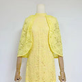 2026 New Banquet Evening Party Standing Collar Shawl Elegant Slimming Yellow Lace Dress Fashion Long Dress for Women
