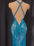 High-Slit Sparkly Sequins Diamonds Dress Birthday Dress Women Sexy Performance Costume Singer Stage Nightclub Outfit