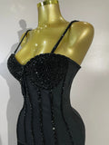 Elegant Prom  Evening Party Luxury Birthday Wedding Guest Dresses Women Sexy Shiny Crystals Tassel Bodycon Long Bandage Dress
