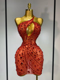 New Arrival Women Sexy Backless Hollow Out Diamond Evening Prom Gown Birthday Luxury Celebrate Stage Nightclub Outfit