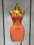 Women Sexy Backless Pink Orange Bodycon Mini Bandage Dress Simple Elegant Evening Party Luxury Birthday Nightclub Prom Dress