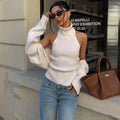 Knitted Top Two Piece Set For Women Turtleneck Sleeveless Pullover Vest Long Sleeve Texture Patchwor Set Lady Sexy Set