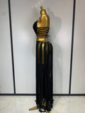 Women Sexy Hollow Out Backless Long Dress Two Piece Set Nightclub Stage Performance Costume Eveing Birthday Party Cocktail Dress