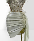 Beautiful 3D Petal Beaded Tube Top + Short Skirt Suit Party Stage Performance Photo Look Dress Vestido Cerimônia Mulher Elegante