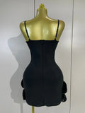 Elegant Chic 3D Beaded Flower Spaghetti Strap Short Bodycon Bandage Dress Luxury Party Prom Gown Birthday Wedding Guest Dresses