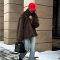 2026 Winter Faux Fur Coat Women Brand Fashion Fluffy Fox Fur Outerwear Overcoat Girl Street Style Furry Warm Jacket