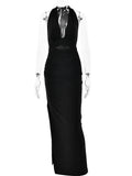Sexy Backless Black Summer Dress Women Elegant Cocktail Evening Long Party Dresses Woman Maxi Night Club Birthday Dress Vestidos