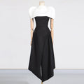 Hit Color Spliced Shawl Elegant Long Dress Women Square Collar Sleeveless High Waist Evening Dresses Female New Autumn 2024