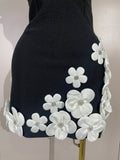 Women Crystal 3D Flowers Sexy Sleeveless V-neck Bandage Dresses Elegant Celebrate Evening Party Gown Birthday Club Party Dresses