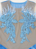Sexy See Through Mesh Feather Summer Outfits for Women 2026 Birthday Dress for Women Party Evening Short Dress Vestidos
