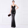 Women Spaghetti Strap Party Maxi Dress Sexy V Neck Evening Green Sequin Dress Elegant Long Prom Dress Vestido Longo