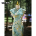 Olive Girl Romantic Qipao for Garden Wedding 2026 Fairycore Photoshoot Everyday Wear S-XXL XS-3XL Plus Size Romantic Garden Party Editorial Not Costume Qipao Cheongsam Chinese Dress Chinese Heritage Fashion Women