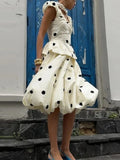 White Spliced Folds Two Piece Set Female V Neck Sleeveless Top Gentle Elegant Women's Skirt Sets Summer Fashion New