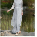 Vietnam Traditional Dress Aodai Chinese Improved Qipao Chiffon Fairy Women Elegant Oriental Improved Qipao Tea Art Hanfu Set