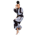 Elegant Women Pleated Half Lantern Sleeve O-neck Slim Maxi Long Dress Print Fashion Autumn 2024 Ruched Dresses Vestidos