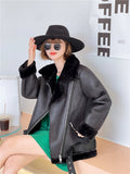 The new  women's jacket with extra thick warm and extra thick lamb feather rider jacket with artificial fur
