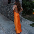 Solid Backless Stain Maxi Dress Women's Casual Spaghetti Strap V-neck High Waist Dresses 2026 Lady Summer Vacation Party Gowns