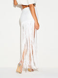 Summer Vacation Coquette High Wist Bodycon Long Skirt Boho Beach Party Tassel Maxi Skirt Women Bandage
