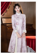 Pink Aodi Qipao Improved Chinese Stye Dress Women Warm Chesongam Princess Style Evening Party Vestidos Hanfu Dress for Lady
