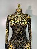 Women Sexy Black Rhinestone Stretch Bodycon Jumpsuit Club Evening Party Birthday Wear Singer Dancer Stage Perform Costume