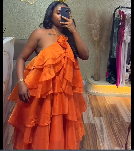 Women Sleeveless Ruffles Loose Ball Gown Smock Strap Maxi Long Sexy Dress 2025 Birthday Vacation Party Dresses Vestidos