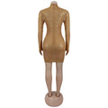 Women Sexy Long Sleeve Diamond Mesh Bodycon Night Out Dress Birthday Party Costume Bar Nightclub Stage Performance Clothing