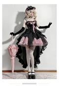 Olivegirl Sweet Pink Lolita Dress 2026 JSK Strap Dress Y2K Cosplay Princess Banquet Lace Patchwork Birthday Dress for Women