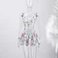 Feminine Floral Print Lace Trim Cami Mini Dress Sweetheart Neckline Ruffle Hem 2026 Summer Holiday Women Casual Sweet Vestido