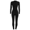 Sexy Hollow Out Jumpsuits Woman Trend Metal Buckle Decoration Full Sleeve Skinny Peach Hip Party Club Street Overalls
