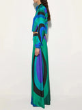 Printing Two Piece Set for Women Lapel Long Sleeve Short Shirt Mid Waist Satin Wide Leg Pant Fashion Suit Female