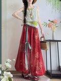 Olive Girl Red Embroidered Jacquard Set for Garden Wedding 2026 Fairycore Photoshoot Everyday Wear Jacquard S-L XS-3XL Plus Size Embroidered Romantic Garden Party Editorial Not Costume Jacquard Set Chinese Set Chinese Heritage Fashion Women