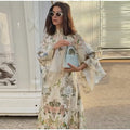 Vintage Women's Printed Long Dresses Loose O-neck Flared Half Sleeve Big Hem Wide Female Dresses 2026 Summer Lady Elegant Robes