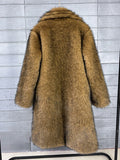 Luxury Patchwork Imitation Fur Mid Length Coat for Women Lapel Long Sleeve Spliced Pocket Loose Winter Coats Female