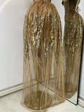 Flashing Gold Long Party Dress Luxury Diamonds Sequins See Thourgh Birthday Gown Sexy Off Shoulder Performance Singer Costume