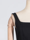 Hit Color Spliced Shawl Elegant Long Dress Women Square Collar Sleeveless High Waist Evening Dresses Female New Autumn 2024