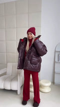 Solid Color Hooded Mid Length Zipper Jacket Fashion Women's Drawstring Waistband Pocket Coat Winter Street Daily Outwear 2026