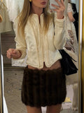 Elegant Folds Women Jackets Stand Collar Long Sleeve Fitted Jacket for Commute Weekend Outing Wear Fashion Autumn
