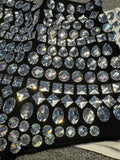 New Ladies Sparkling Luxury Crystal Backless Strapless Crop Top Diamond High Waisted Skirt Empire Shorts Women Set