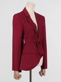 Solid Hollow Out Casual Irregular Blazers For Women Notched Collar Long Sleeve Spliced Button Temperament Blazer Female New