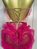 Sexy Strapless Mesh See-Through Mini Dress Women Eveing Party Sparkly Rhinestone Birthday Singer DJ Nightclub Bar Stage Costume