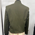 Women Woven Patchwork Napoleon Jacket Shoulder Pad Long Sleeve Hook Closure Street Blazer 2026 Spring Chic Casual Edgy Crop Coat